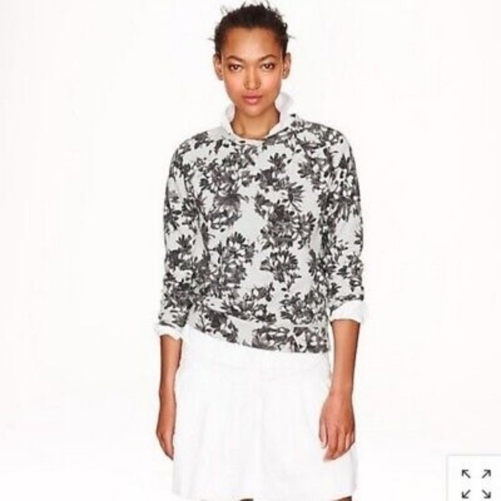 J. Crew Womens S Gray Photo Floral Print Long Slee